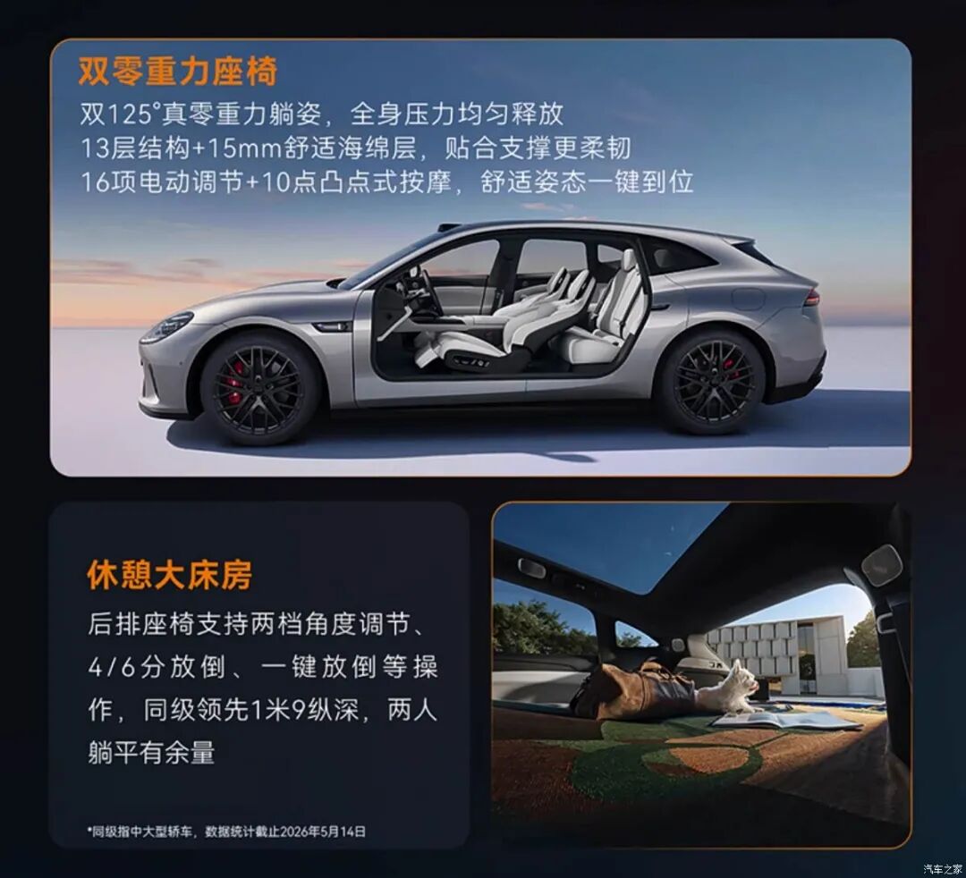900km续航+6C超充+双零重力座椅！还有“大床房”，卷出新高度！