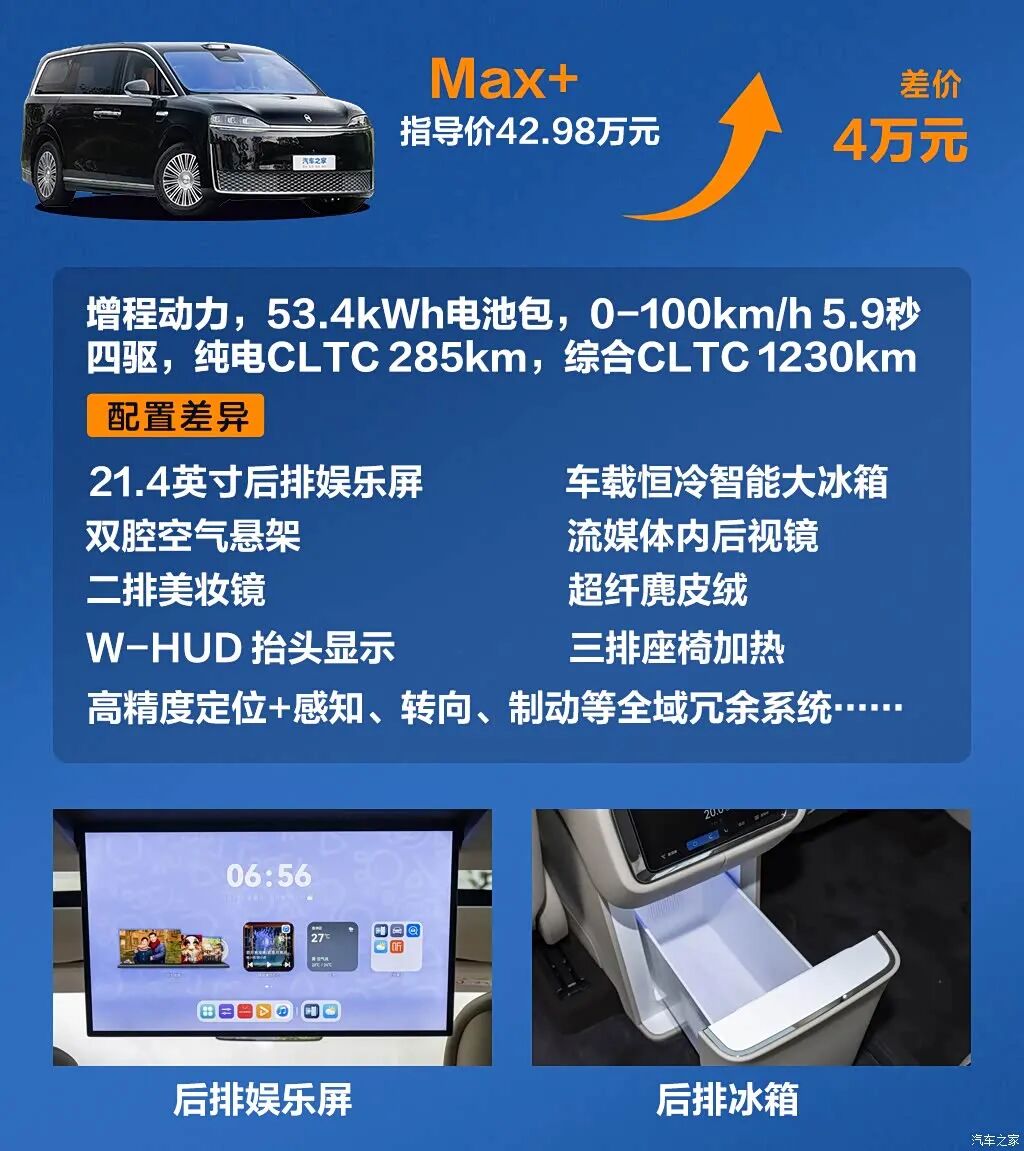 896线激光雷达+二排旋转双零重力座椅，科技豪华都在线，排面拉满！