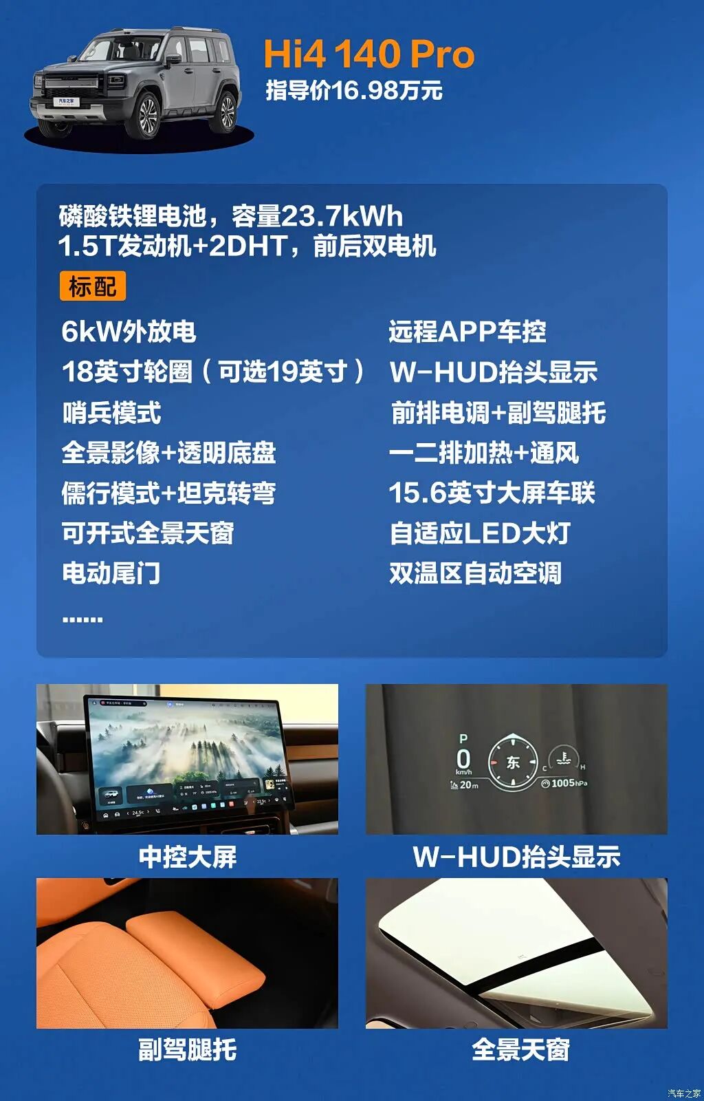 外观硬朗空间大,综合续航1000km+,家用越野两不误!
